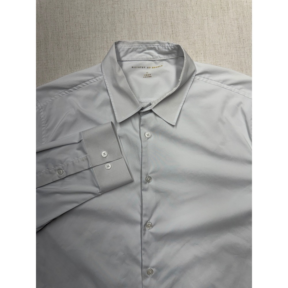 Ministry of Supply Apollo Shirt Mens XL Light Gray Moisture Wicking Performance